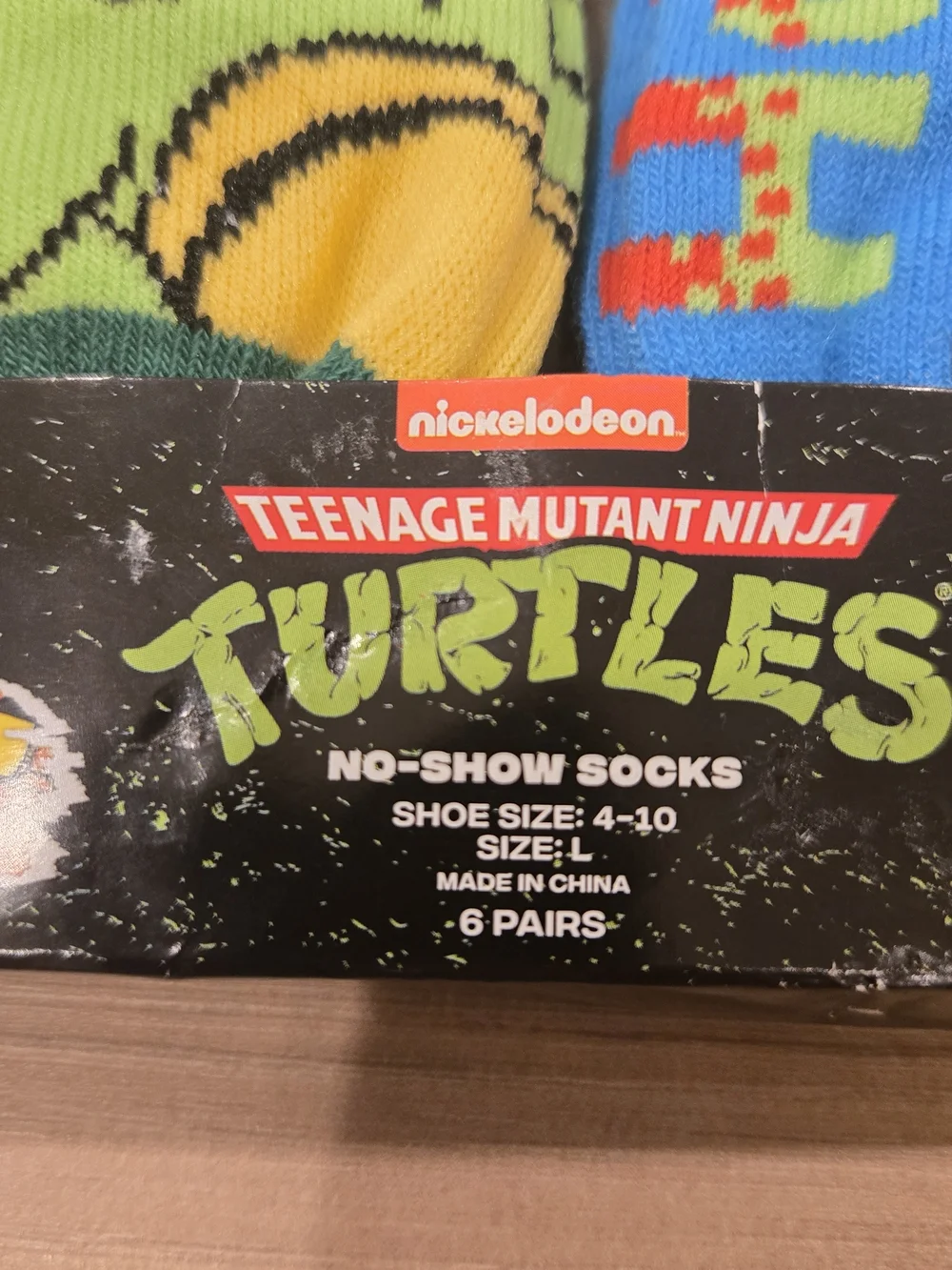 NWT Teenage Mutant Ninja Turtles Retro 6-Pack No-Show Socks size LG (SHOE 4-10)